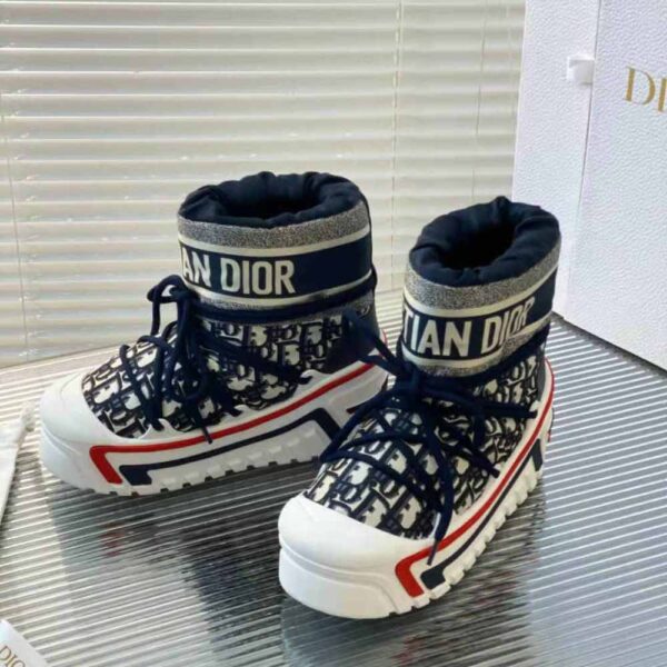 Dior Women Dioralps Snow Ankle Boot Deep Blue Dior Oblique Shiny Nylon (3)