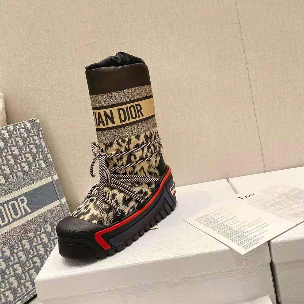Dior Women Dioralps Snow Boot Beige Multicolor Mizza Shiny Nylon
