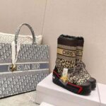 Dior Women Dioralps Snow Boot Beige Multicolor Mizza Shiny Nylon - Image 4