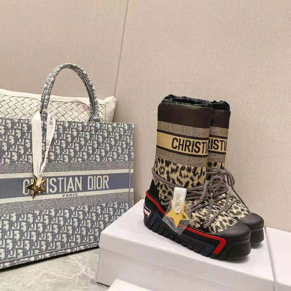 Dior Women Dioralps Snow Boot Beige Multicolor Mizza Shiny Nylon