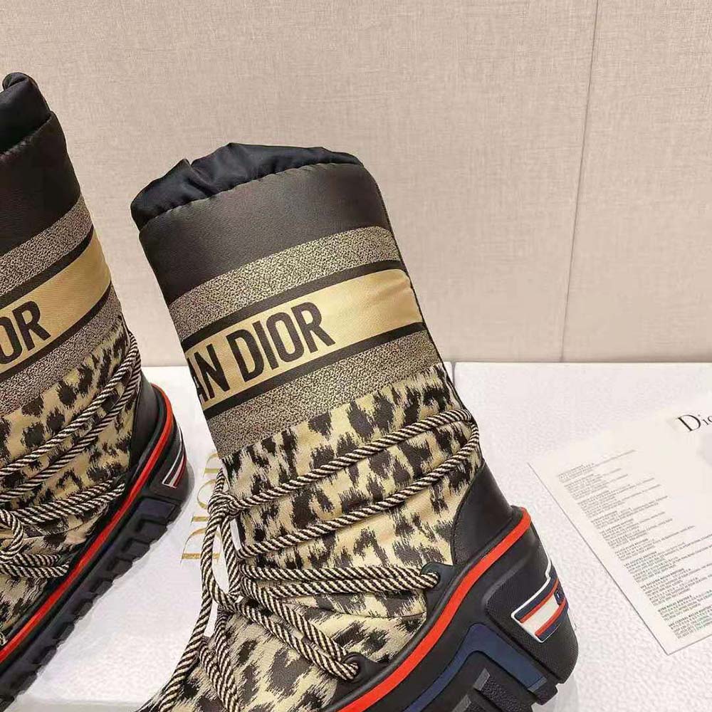 Dior Women Dioralps Snow Boot Beige Multicolor Mizza Shiny Nylon