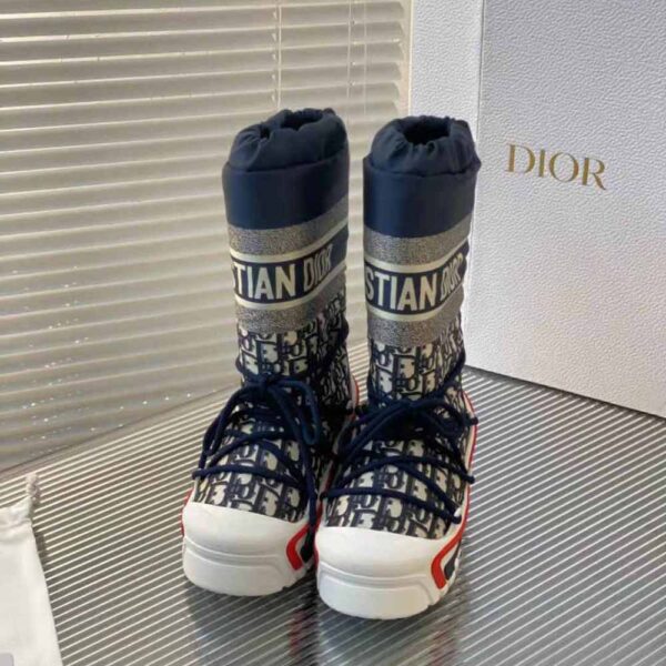 Dior Women Dioralps Snow Boot Deep Blue Dior Oblique Shiny Nylon (2)