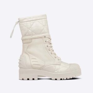 Dior Women Dioriron Ankle Boot White Quilted Cannage Calfskin