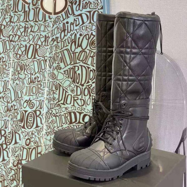 Dior Women Dioriron Boot Black Quilted Cannage Calfskin (3)