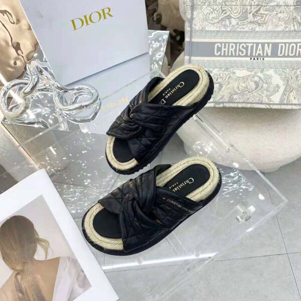 Dior Women Dtwist Slide Black Cannage Lambskin (4)