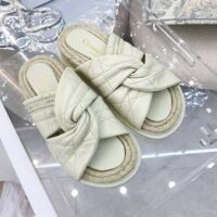 Dior Women Dtwist Slide White Cannage Lambskin (1)