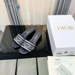 Dior Women Dway Heeled Slide Black Cotton Embroidered - Imagen 2