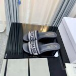 Dior Women Dway Heeled Slide Black Cotton Embroidered - Imagen 5