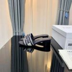 Dior Women Dway Heeled Slide Black Cotton Embroidered - Imagen 8