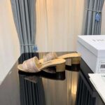 Dior Women Dway Heeled Slide Gold-Tone Cotton Embroidered - Bild 10