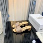 Dior Women Dway Heeled Slide Gold-Tone Cotton Embroidered - Bild 9