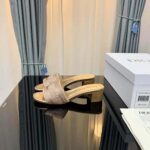 Dior Women Dway Heeled Slide Gold-Tone Cotton Embroidered - Bild 8