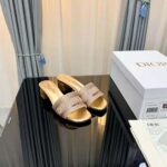 Dior Women Dway Heeled Slide Gold-Tone Cotton Embroidered - Bild 5