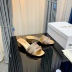 Dior Women Dway Heeled Slide Gold-Tone Cotton Embroidered - Bild 6