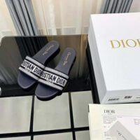 Dior Women Dway Slide Black Cotton Embroidery with Metallic Thread and Silver-Tone Strass (1)