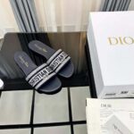 Dior Women Dway Slide Black Cotton Embroidery with Metallic Thread and Silver-Tone Strass - immagine 4