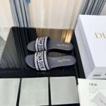 Dior Women Dway Slide Black Cotton Embroidery with Metallic Thread and Silver-Tone Strass - immagine 10