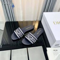 Dior Women Dway Slide Black Cotton Embroidery with Metallic Thread and Silver-Tone Strass (1)