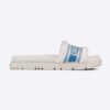 Dior Women Dway Slide Cornflower Blue Embroidered Cotton and White Shearling
