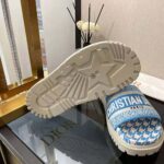 Dior Women Dway Slide Cornflower Blue Embroidered Cotton with Micro Houndstooth Motif - Image 6