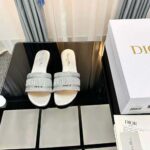 Dior Women Dway Slide Cotton Metallic Thread Embroidery and Silver-Tone Strass - Image 2