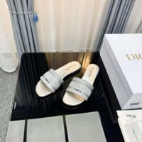 Dior Women Dway Slide Cotton Metallic Thread Embroidery and Silver-Tone Strass (1)