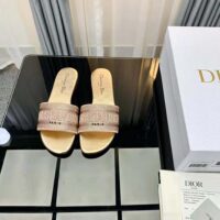 Dior Women Dway Slide Gold-Tone Cotton Embroidered with Metallic Thread and Strass (1)