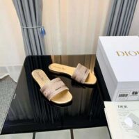 Dior Women Dway Slide Gold-Tone Cotton Embroidered with Metallic Thread and Strass (1)