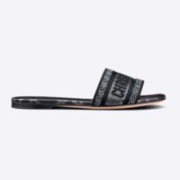 Dior Women Dway Slide Gray Mizza Embroidered Cotton and Metallic Thread (1)