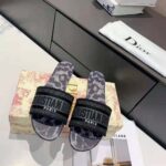 Dior Women Dway Slide Gray Mizza Embroidered Cotton and Metallic Thread - Image 2