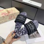 Dior Women Dway Slide Gray Mizza Embroidered Cotton and Metallic Thread - Image 5