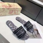 Dior Women Dway Slide Gray Mizza Embroidered Cotton and Metallic Thread - Image 3