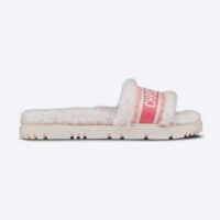 Dior Women Dway Slide Peony Pink Embroidered Cotton and White Shearling (1)