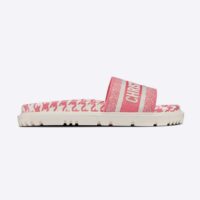 Dior Women Dway Slide Peony Pink Embroidered Cotton with Micro Houndstooth Motif (1)