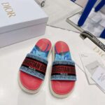Dior Women Dway Slide Pink Multicolor D-Flower Pop Cotton Embroidery – Image 2