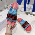 Dior Women Dway Slide Pink Multicolor D-Flower Pop Cotton Embroidery – Image 5