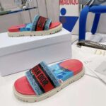 Dior Women Dway Slide Pink Multicolor D-Flower Pop Cotton Embroidery – Image 6