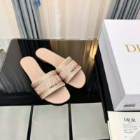 Dior Women Dway Slide Rose Des Vents Cotton Embroidered with Metallic Thread and Strass (1)