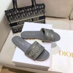 Dior Women Dway Slide Silver-Tone Embroidered Metallic Fabric - Imagen 5
