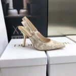 Dior Women J adior Slingback Pump White and Gold-Tone Toile de Jouy Embroidered Cotton - immagine 6