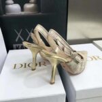 Dior Women J adior Slingback Pump White and Gold-Tone Toile de Jouy Embroidered Cotton - immagine 7