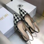 Dior Women J'Adior Slingback Ballerina Flat Black and White Cotton Embroidery - Image 5