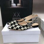 Dior Women J'Adior Slingback Ballerina Flat Black and White Cotton Embroidery - Image 7