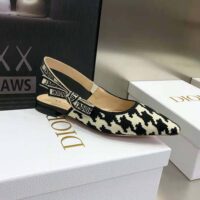 Dior Women J’Adior Slingback Ballerina Flat Black and White Cotton Embroidery (1)