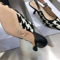 Dior Women J’Adior Slingback Pump Black and White Cotton Embroidery (1)
