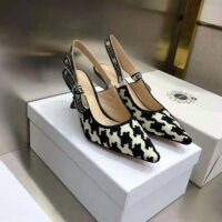 Dior Women J’Adior Slingback Pump Black and White Cotton Embroidery (1)