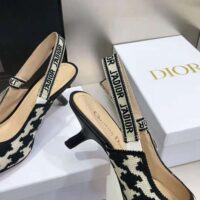 Dior Women J’Adior Slingback Pump Black and White Cotton Embroidery (1)