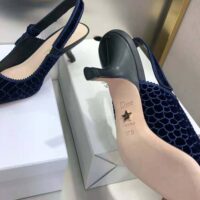 Dior Women J’Adior Slingback Pump Deep Blue Crocodile-Effect Embroidered Velvet (1)