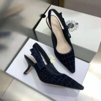 Dior Women J’Adior Slingback Pump Deep Blue Crocodile-Effect Embroidered Velvet (1)