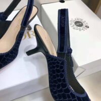 Dior Women J’Adior Slingback Pump Deep Blue Crocodile-Effect Embroidered Velvet (1)